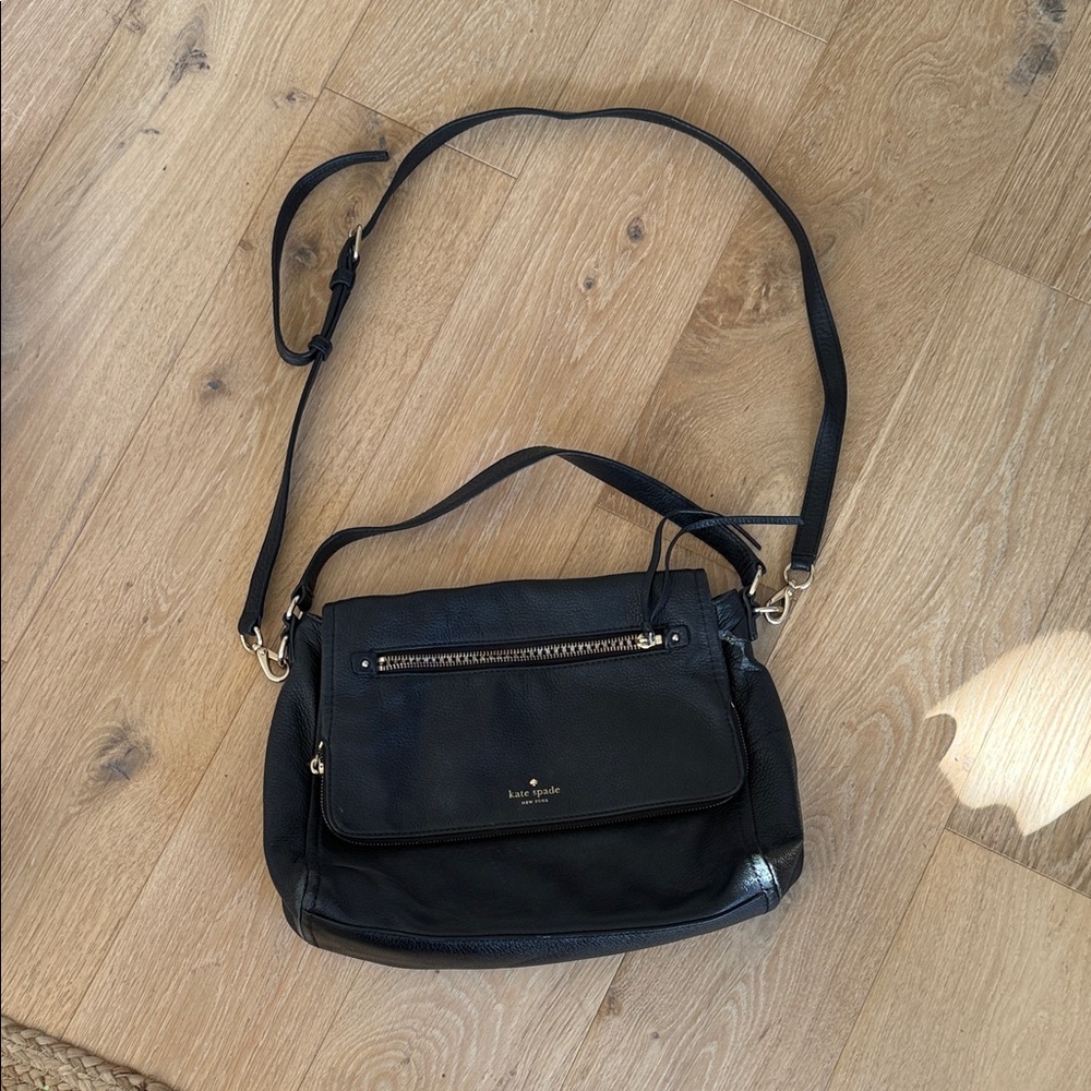 Kate Spade Black Crossbody Bag with Gold Accents
